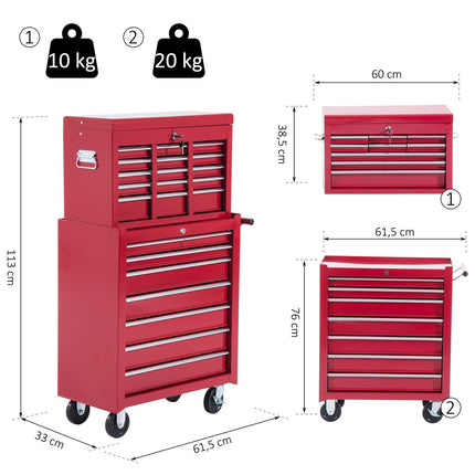 Metal Tool Trolley - Red mobile workshop storage