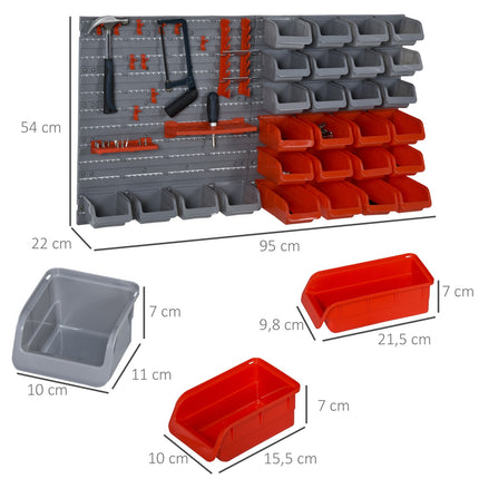 Tool holder for wall, Red/Grey, 63.5x22.5x95.5 cm