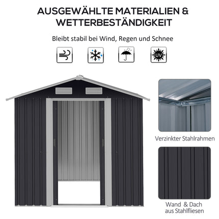 Zahradní domek 2.6 m² s posuvnými dveřmi, ocel, černý