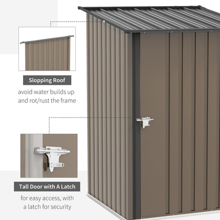 Zahradní domek ocelový se střechou, uzamykatelný, hnědá, 0.92 m²