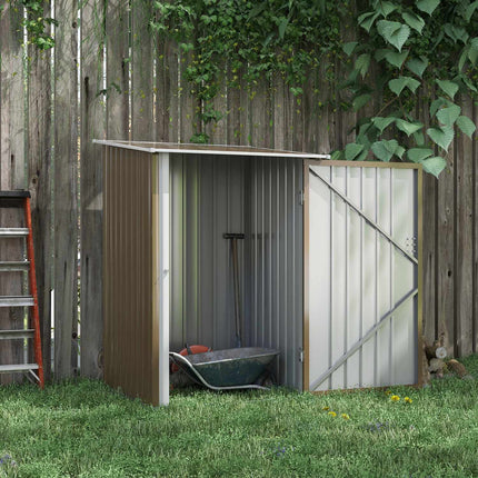 Zahradní domek ocelový se střechou, uzamykatelný, hnědá, 0.92 m²