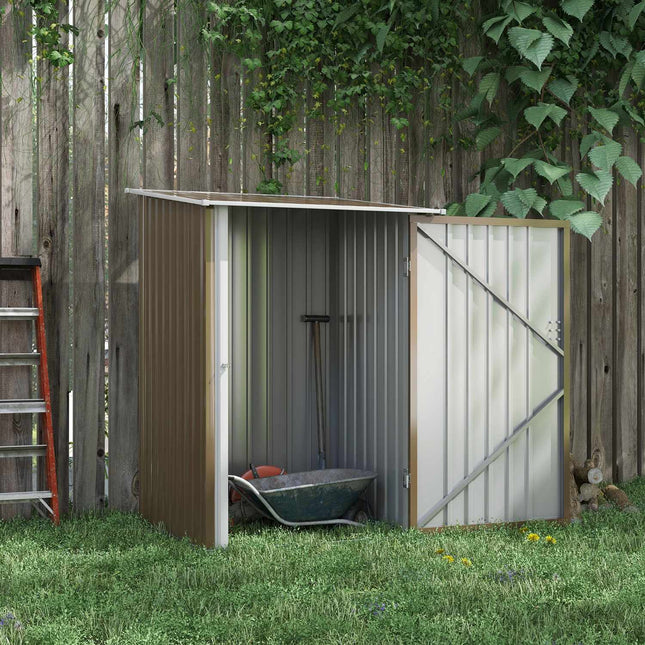 Zahradní domek ocelový se střechou, uzamykatelný, hnědá, 0.92 m²