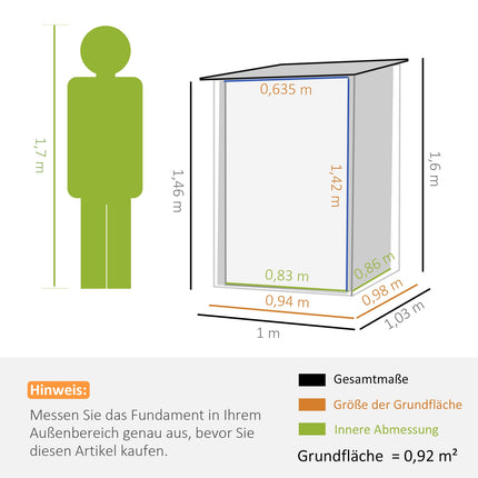 Zahradní domek ocelový se střechou, uzamykatelný, hnědá, 0.92 m²