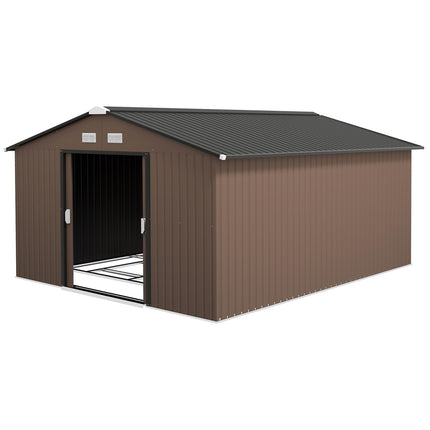 Garden tool shed, 12.4 m², steel, weatherproof, brown