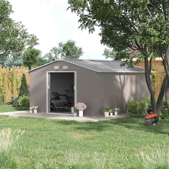 Zahradní domek, ocel odolná povětrnosti, 12.4 m², posuvné dveře