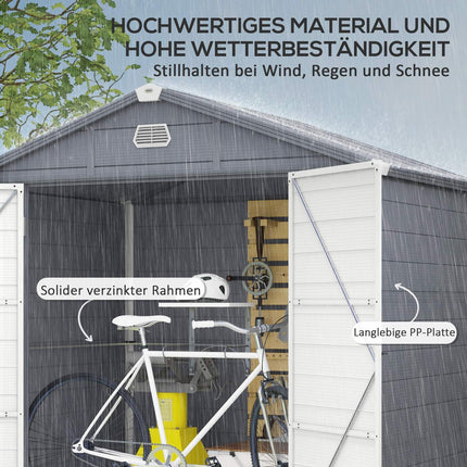 Zahradní domek na nářadí, hliník, uzamykatelný, 4.1 m³, šedý