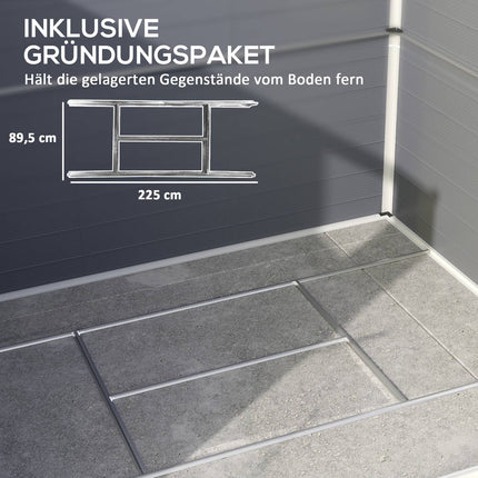 Zahradní domek na nářadí, hliník, uzamykatelný, 4.1 m³, šedý
