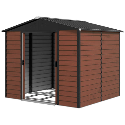 Weather-resistant teak steel Garden shed, 4.4m², sliding door