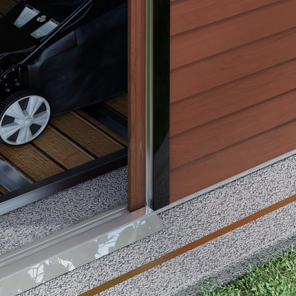Weather-resistant teak steel Garden shed, 4.4m², sliding door