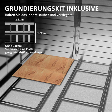 Weather-resistant teak steel Garden shed, 4.4m², sliding door