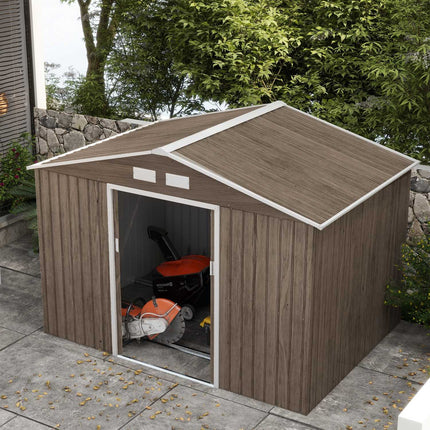 Pozinkovaný ocelový zahradní domek 4.9 m², odolný povětrnosti, světle hnědá