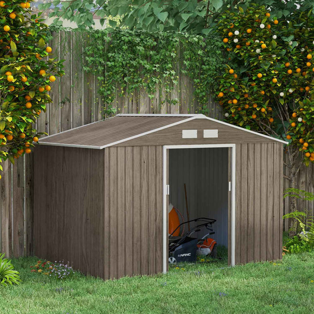 Pozinkovaný ocelový zahradní domek 4.9 m², odolný povětrnosti, světle hnědá