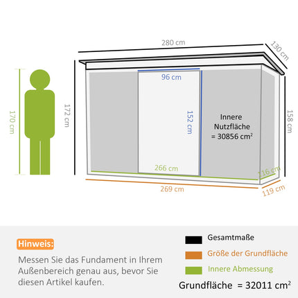 Outdoor tool shed in steel with sliding door, ventilation window