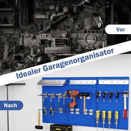 Tool wall tool perforated wall with 3 pegboards &amp; 28 Piece Hanging Accessories Blue