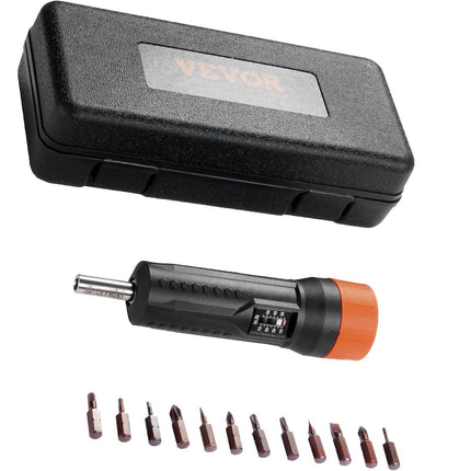 Torque Screwdriver Set, 1/4 in Drive, 10–70 in-lb, 12 Bits