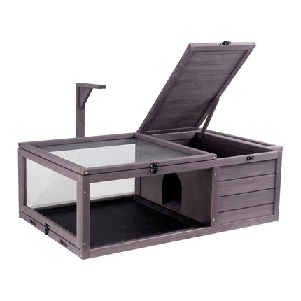 Tortoise Habitat, Cedar Wood 2-Room, Light Stand 38x24x13
