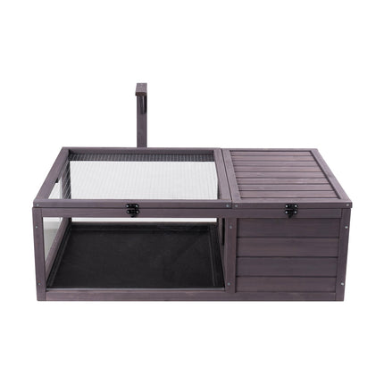 Tortoise Habitat, Cedar Wood 2-Room, Light Stand 38x24x13