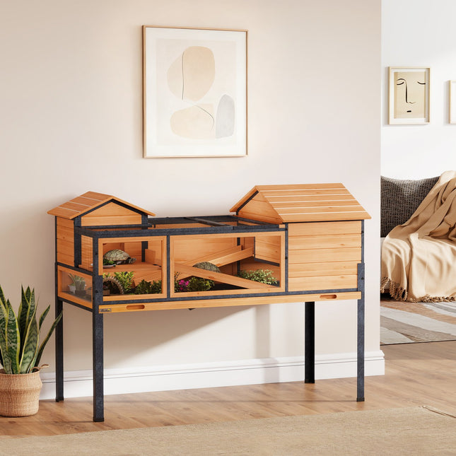 Schildpaddenhuis, 2 kamers, 2 verdiepingen, hout en staal