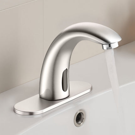 Touchless Bathroom Sink Faucet, Motion Sensor, Brushed Nickel