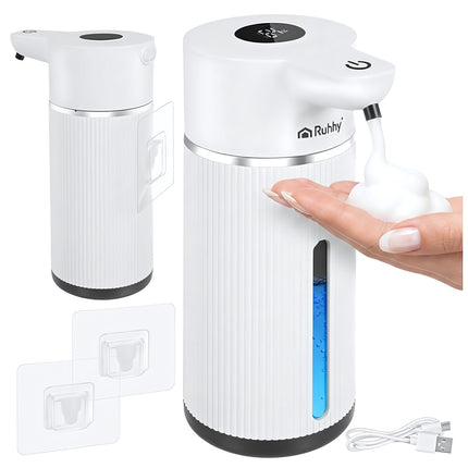 Touchless Soap Dispenser 420 ml with Motion Sensor, LED Display, USB-C, White