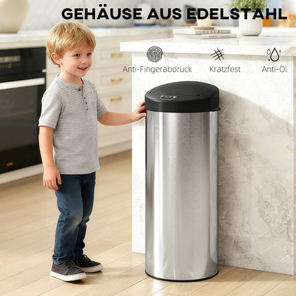Touchless Stainless Steel Sensor Trash Can, 55L Capacity