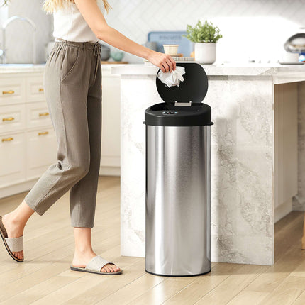 Touchless Stainless Steel Sensor Trash Can, 55L Capacity