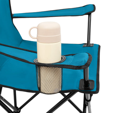 Kempingová židle, skládací, modro-šedá, kompaktní design