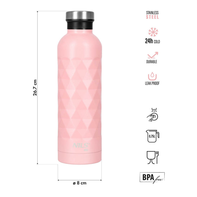 Toeristenwaterfles, 750 ml, roze