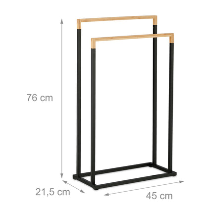 Towel rack with 2 rails