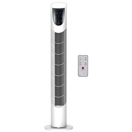 Sloupový ventilátor, 3 režimy, tichý provoz, časovač, dálkový ovladač, bílá