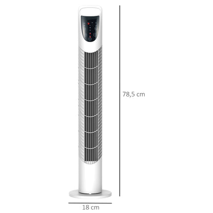 Sloupový ventilátor, 3 režimy, tichý provoz, časovač, dálkový ovladač, bílá