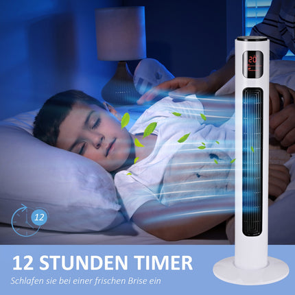 Oscillating tower fan, 96 cm height, 3 positions, 45W power