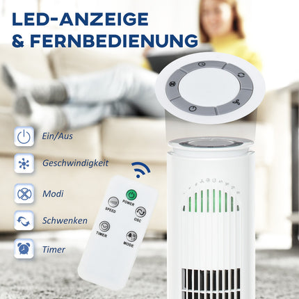 Sloupový ventilátor se 70° oscilací, 77 cm, 45W, 3 rychlosti