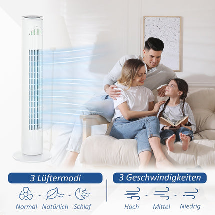 Sloupový ventilátor se 70° oscilací, 77 cm, 45W, 3 rychlosti
