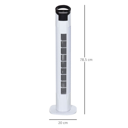 Sloupový ventilátor se 70° oscilací, 78.5 cm, 50W výkon, 3 rychlosti, bílá