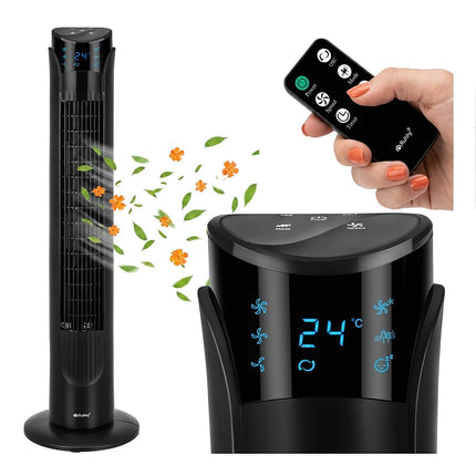 Tower Fan 83 cm with Remote Control and 70° Oscillation, Black, 45W, 3 Modes
