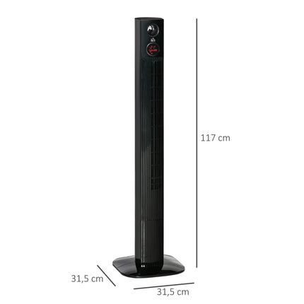 Sloupový ventilátor s dálkovým ovladačem, aroma difuzér, 3 rychlosti, černá