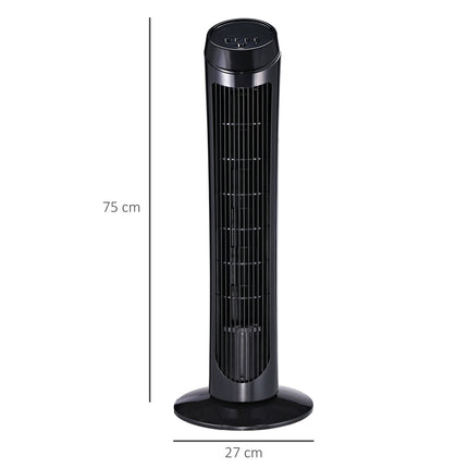 Sloupový stojanový ventilátor, 3 rychlosti, 70° oscilace, 45W, černá
