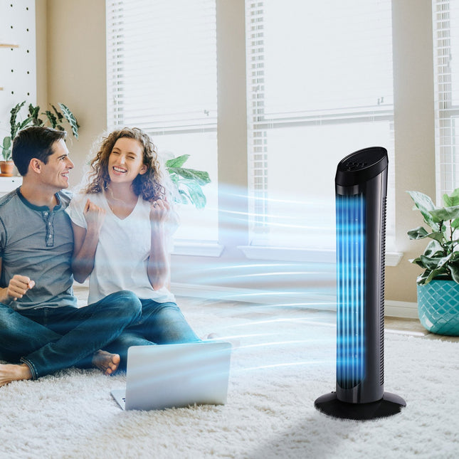 Sloupový stojanový ventilátor, 3 rychlosti, 70° oscilace, 45W, černá