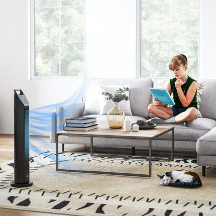 Sloupový ventilátor s dálkovým ovladačem, 3 režimy a časovač, černá