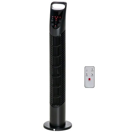 Tichý sloupový ventilátor - 3 rychlosti, dálkové ovládání, oscilační, černý
