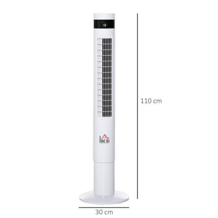Sloupový ventilátor s dálkovým ovladačem, 85° oscilace, 3 rychlosti, bílá