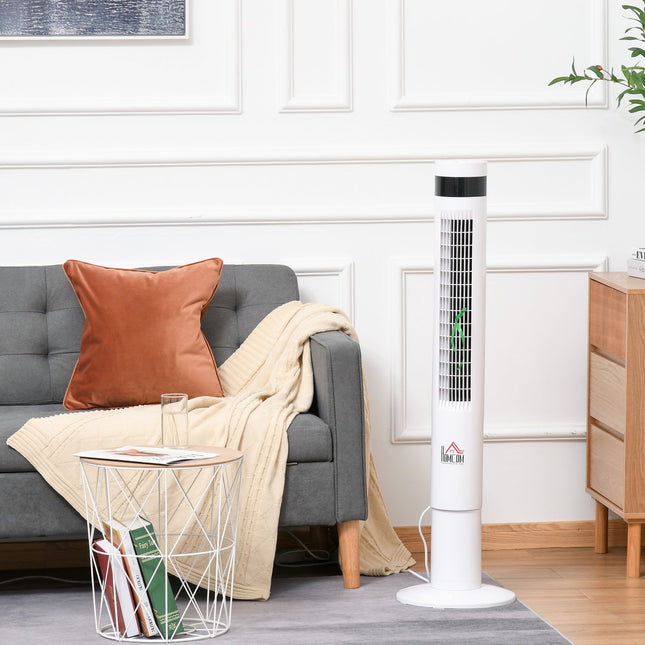 Sloupový ventilátor s dálkovým ovladačem, 85° oscilace, 3 rychlosti, bílá
