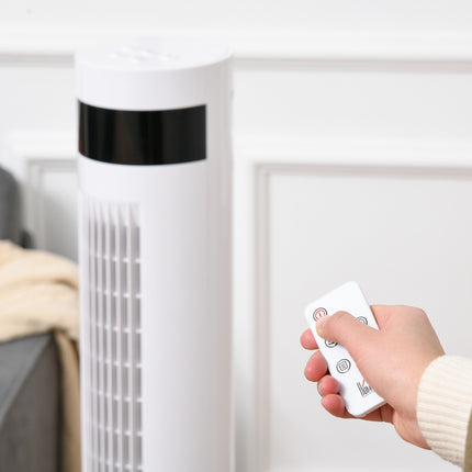 Sloupový ventilátor s dálkovým ovladačem, 85° oscilace, 3 rychlosti, bílá
