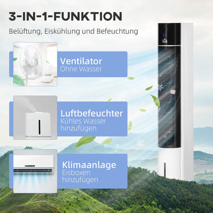 Sloupový ventilátor se zvlhčovačem a dálkovým ovladačem, 3 režimy, časovač