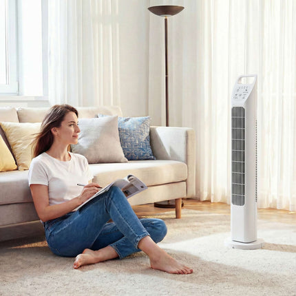 Sloupový ventilátor s dálkovým ovladačem, 3 rychlosti, 3 režimy, časovač