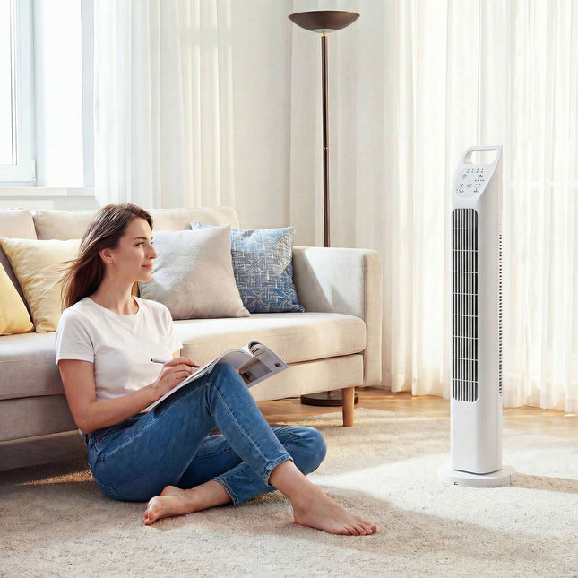 Tower Fan with Remote, 3 Speeds, 3 Modes, Timer