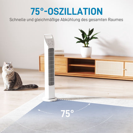Sloupový ventilátor s dálkovým ovladačem, 3 rychlosti, 3 režimy, časovač