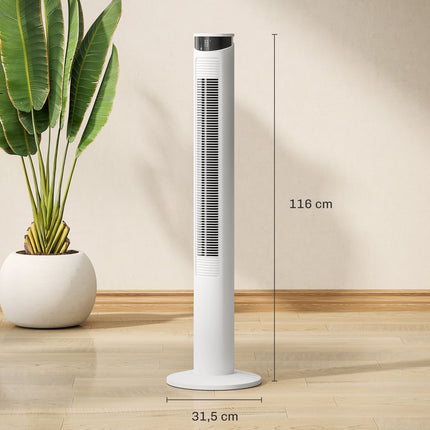Sloupový ventilátor - 3 rychlosti, dálkový ovladač, časovač, 70° oscilace, bílá