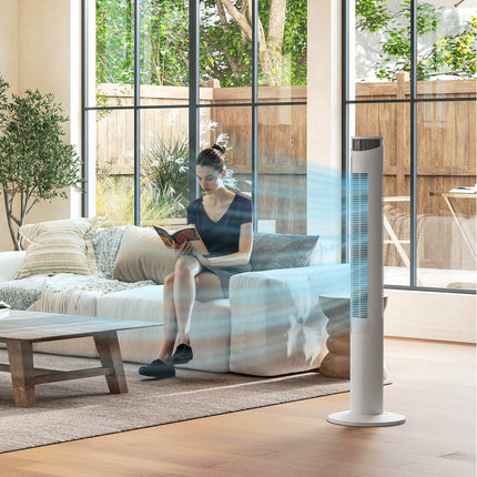 Sloupový ventilátor - 3 rychlosti, dálkový ovladač, časovač, 70° oscilace, bílá